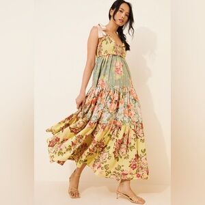 NWT Free People Bluebell Maxi Dress in Green and Yellow